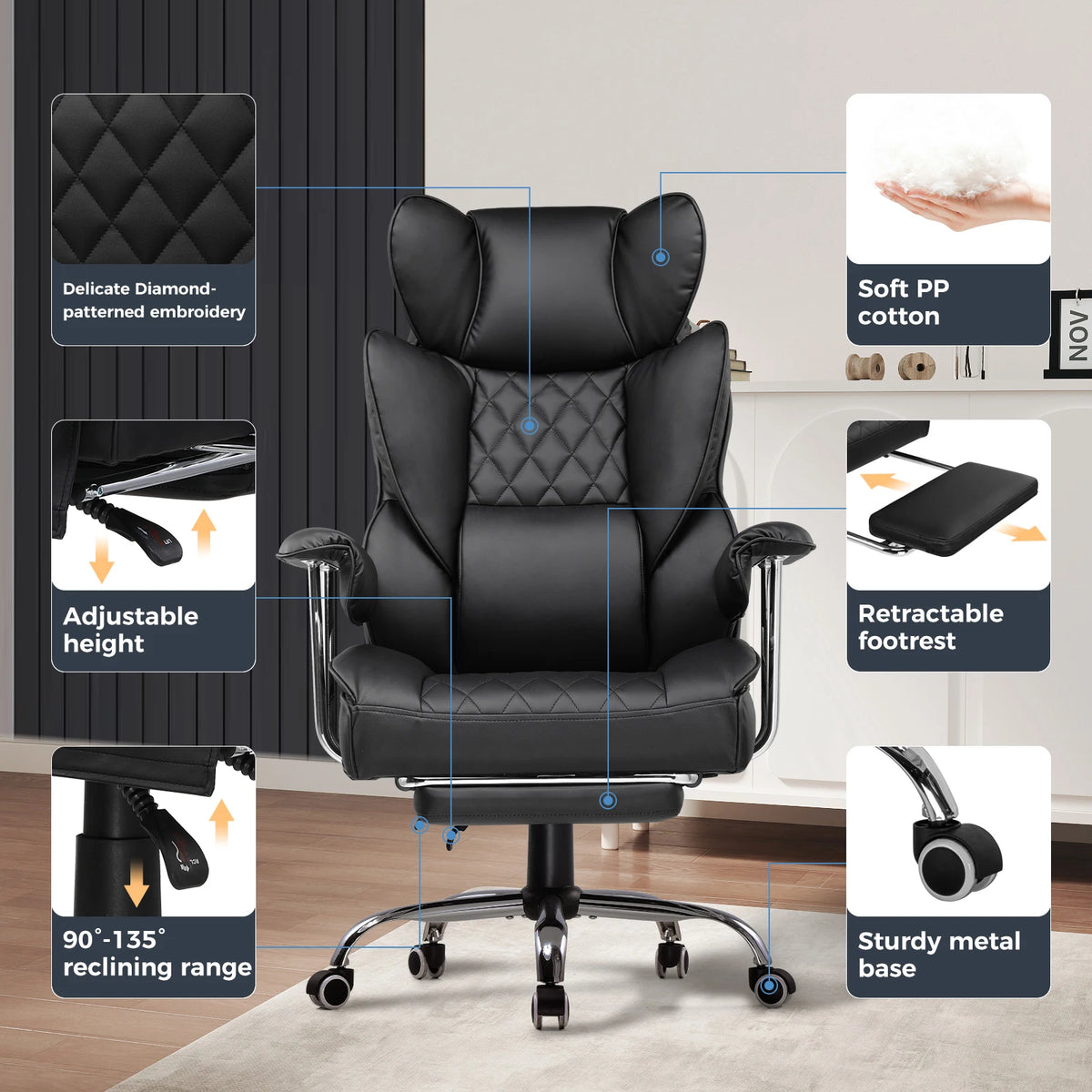 Big & Tall Gaming Chair with Footrest