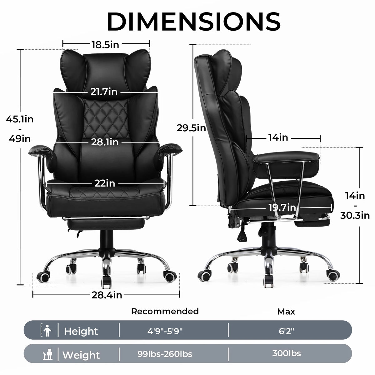 Big & Tall Gaming Chair with Footrest