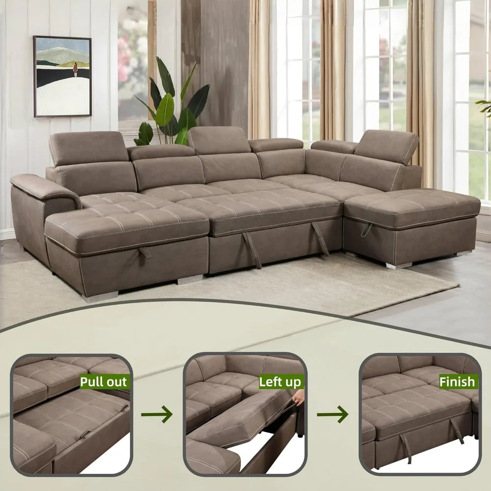 Oversized U-Shaped Sleeper Sectional with Pullout Bed product view 5