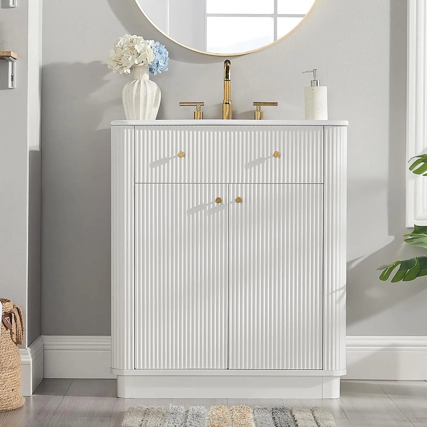 Modern Fluted Single Vanity with Sink product view 8