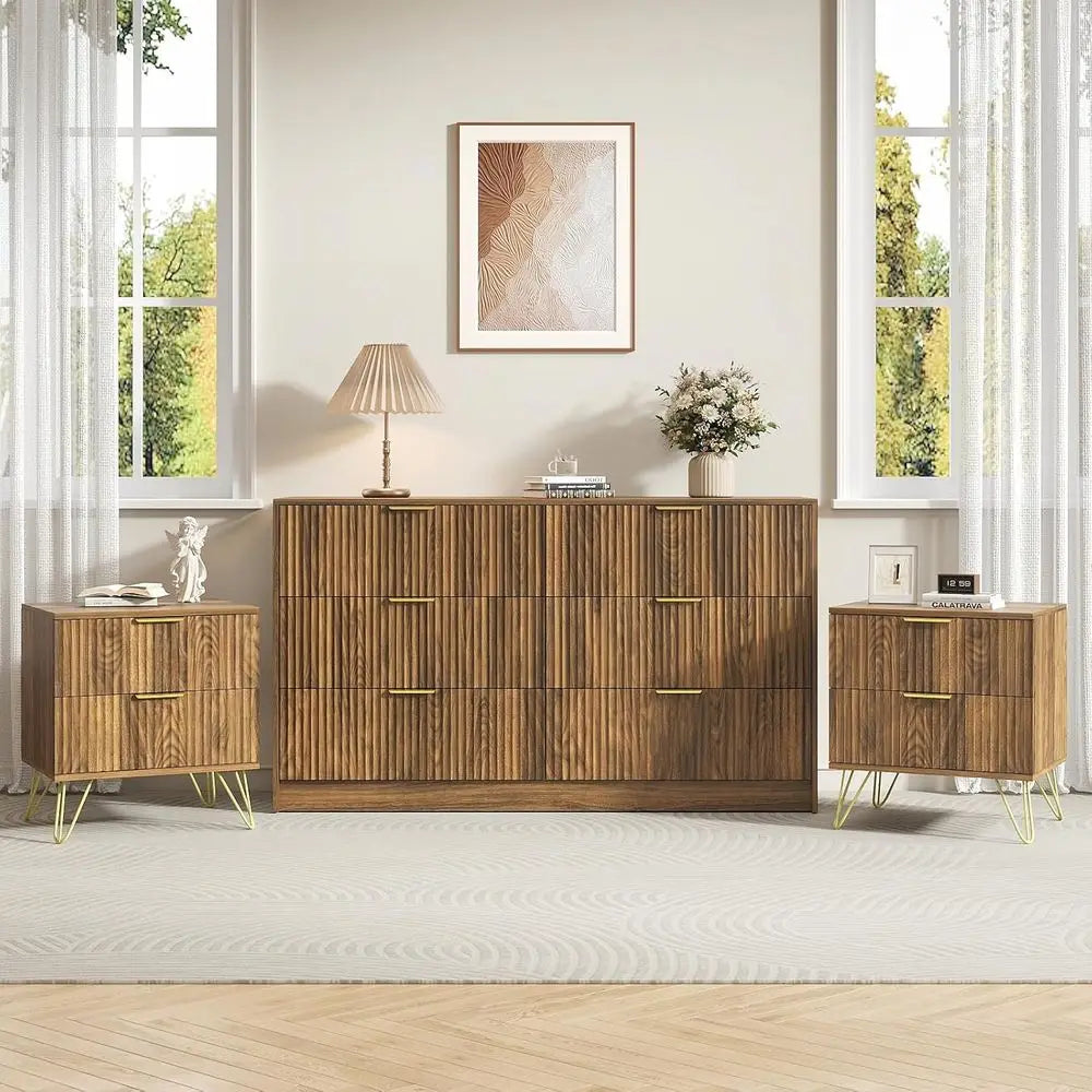 Bedroom Storage Set with Two Nightstands & Chest product view 1