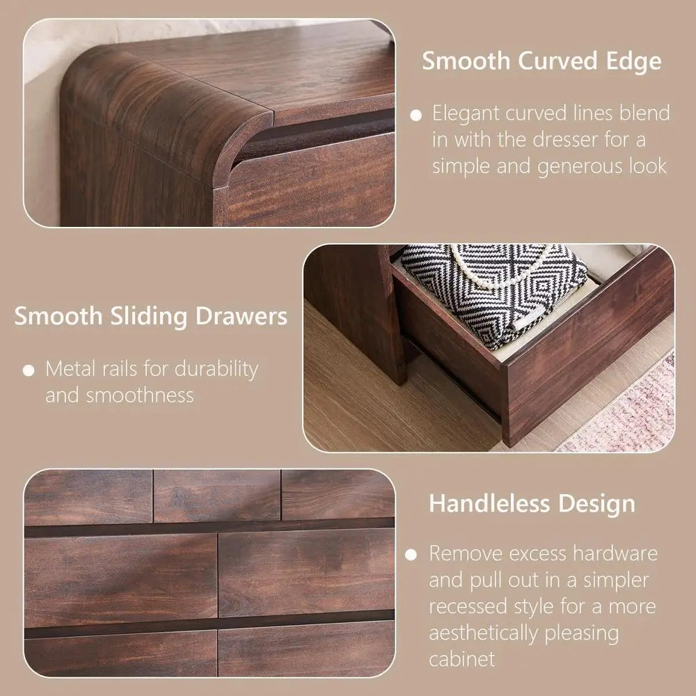 Mid-Century Wood Seven-Drawer Dresser product view 4