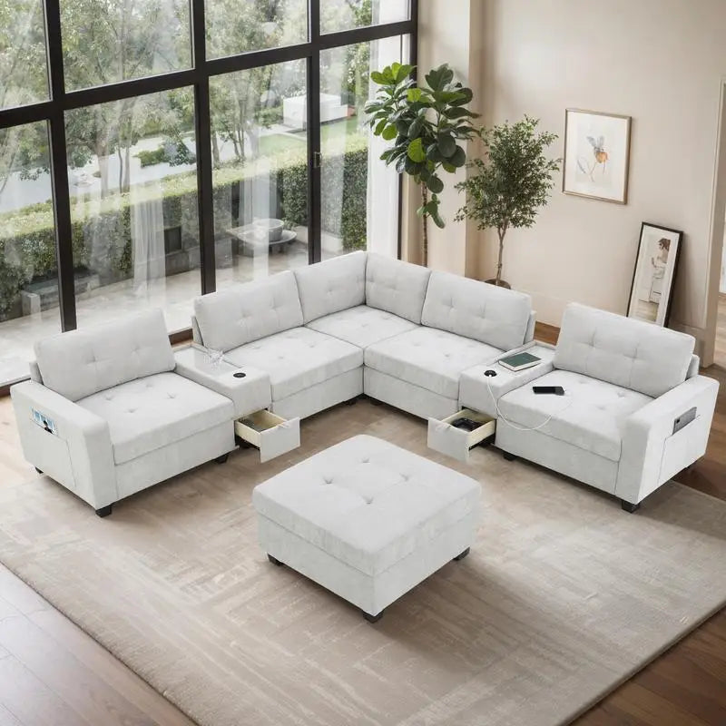 Sectional Sofa with Acrylic Tabletop product view 1