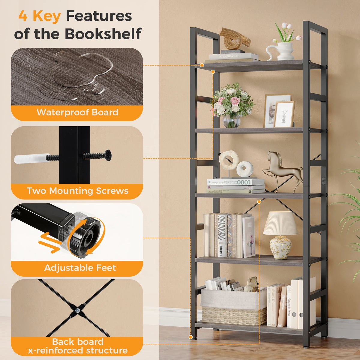 MCQ Five-Tier Display Bookcase