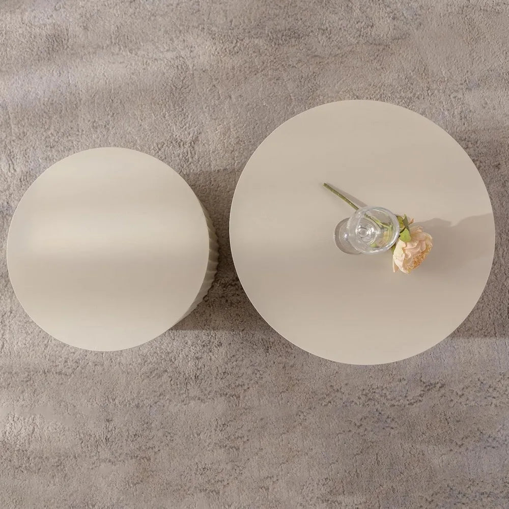 Modern Round Fluted Coffee Table Set product view 4