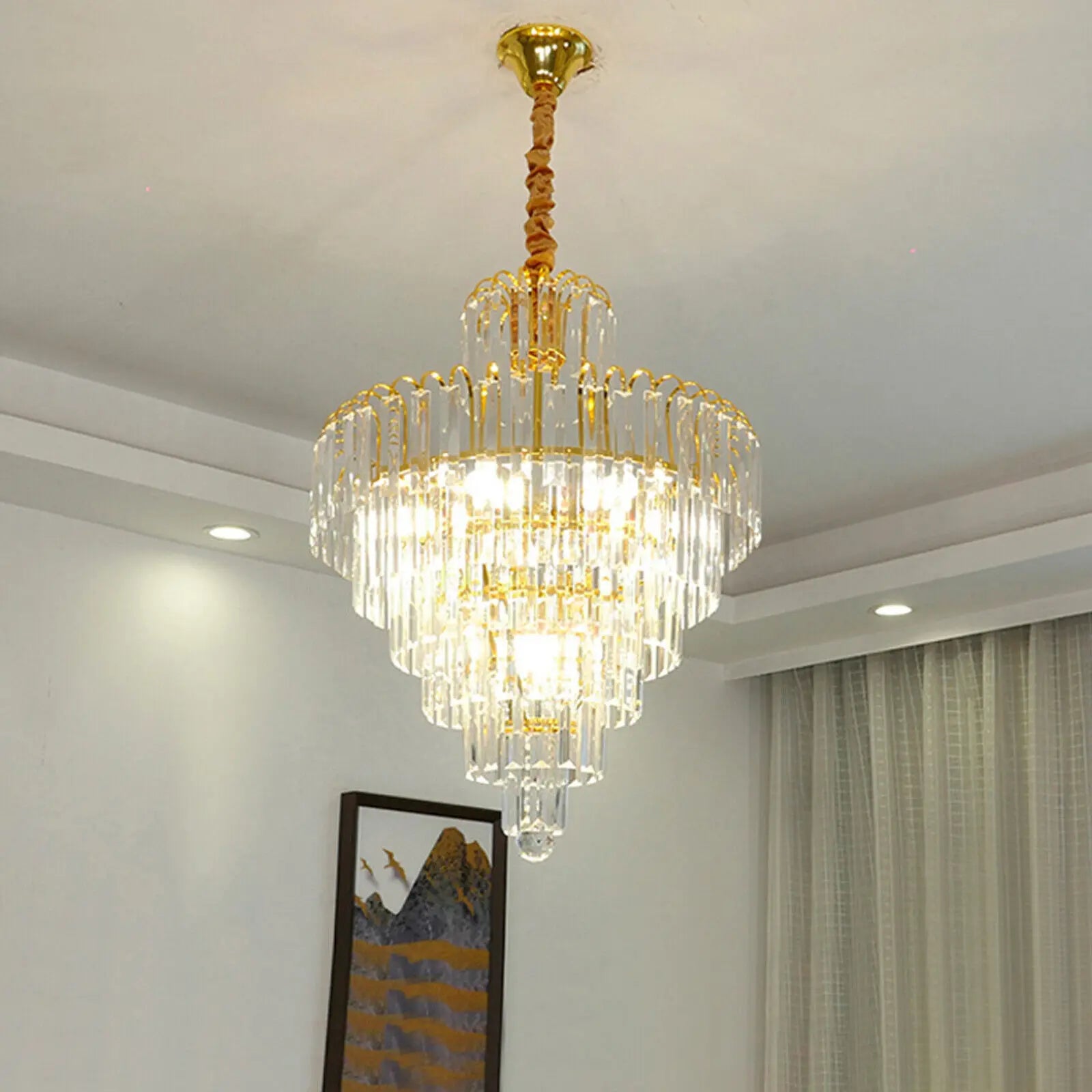 The Halo — Modern K9 Crystal Chandelier product view 3
