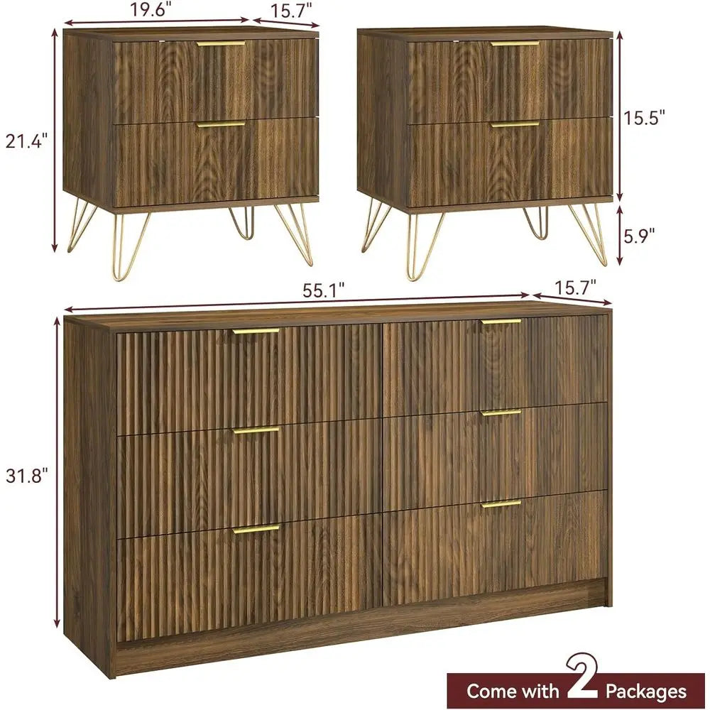 Bedroom Storage Set with Two Nightstands & Chest product view 2
