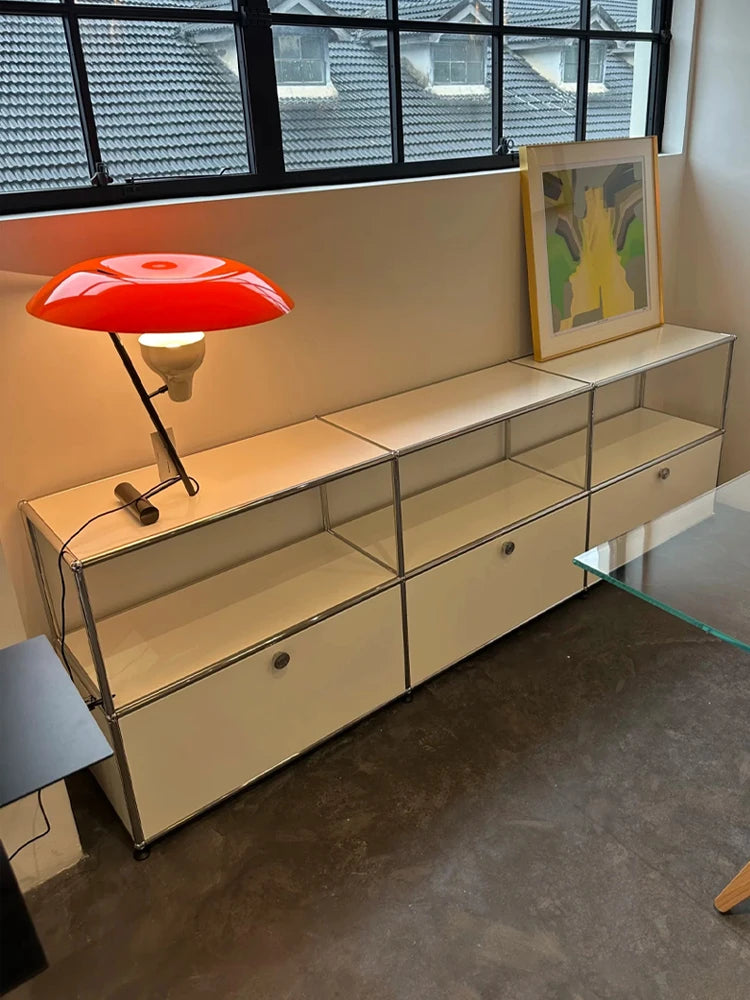 Corner TV Stand with Metal Storage Cabinets product view 3