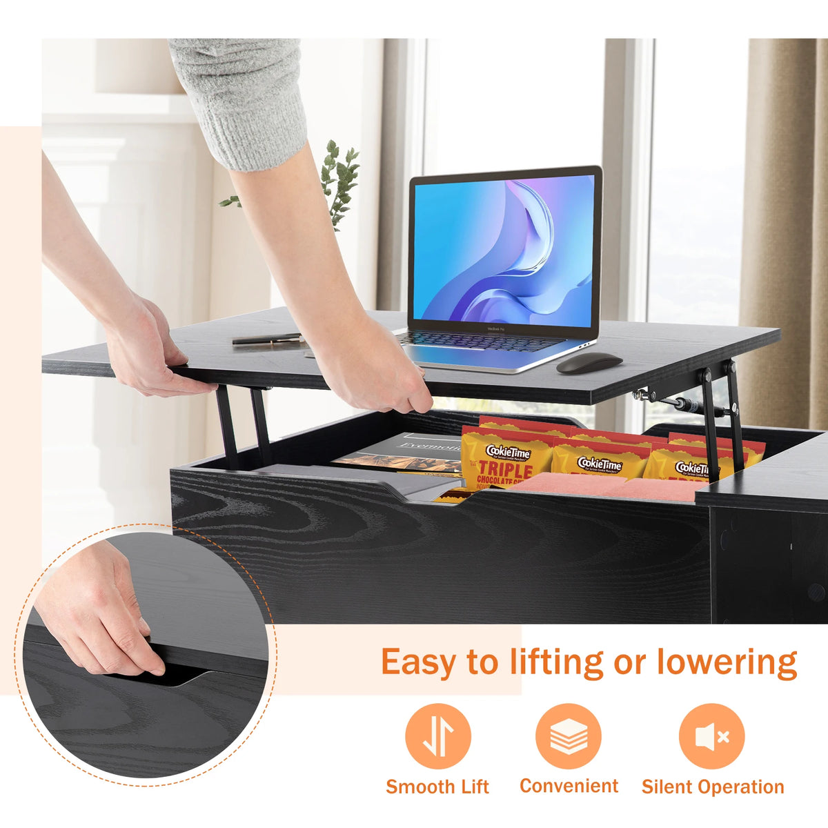 JHK Lift-Top Storage Coffee Table