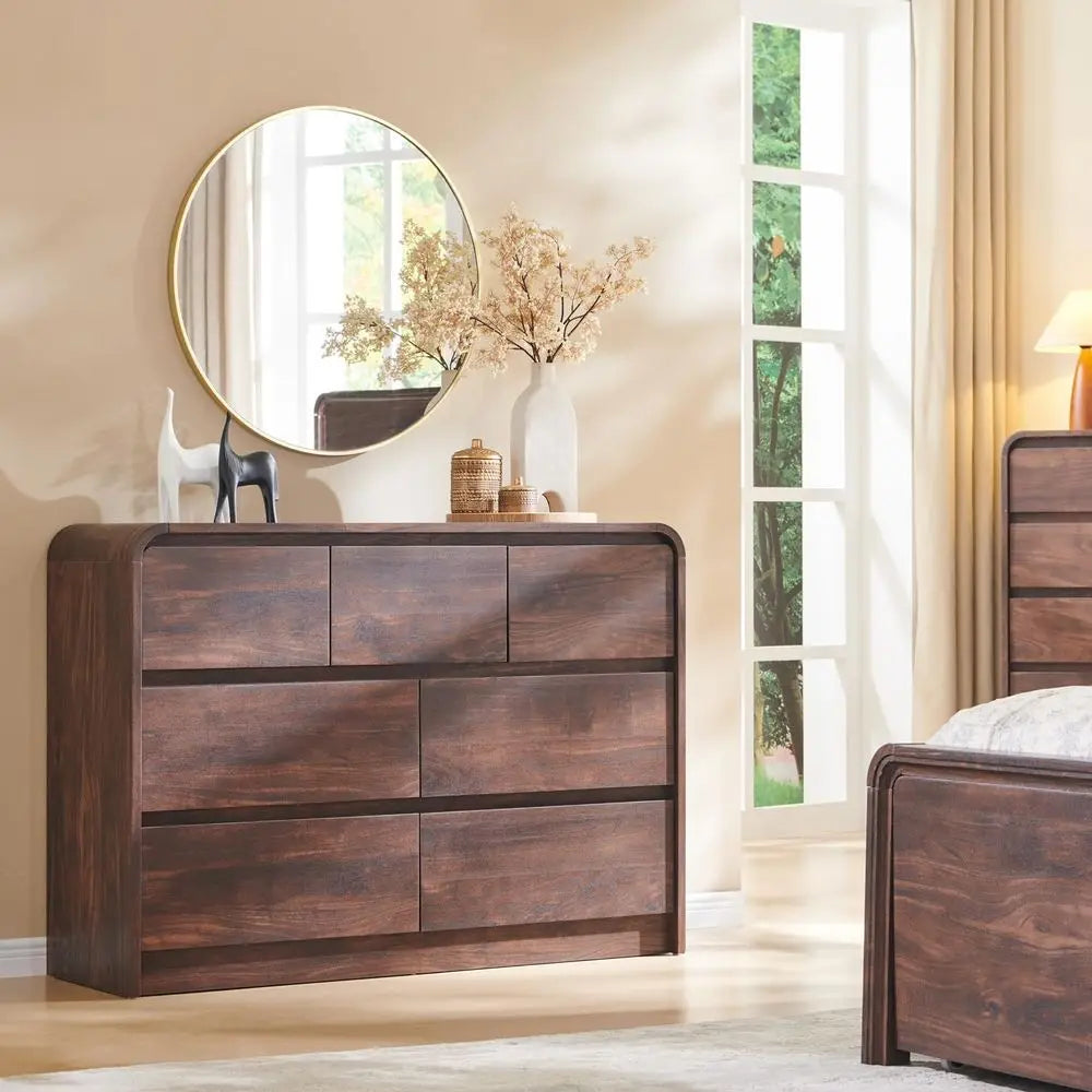 Mid-Century Wood Seven-Drawer Dresser product view 2