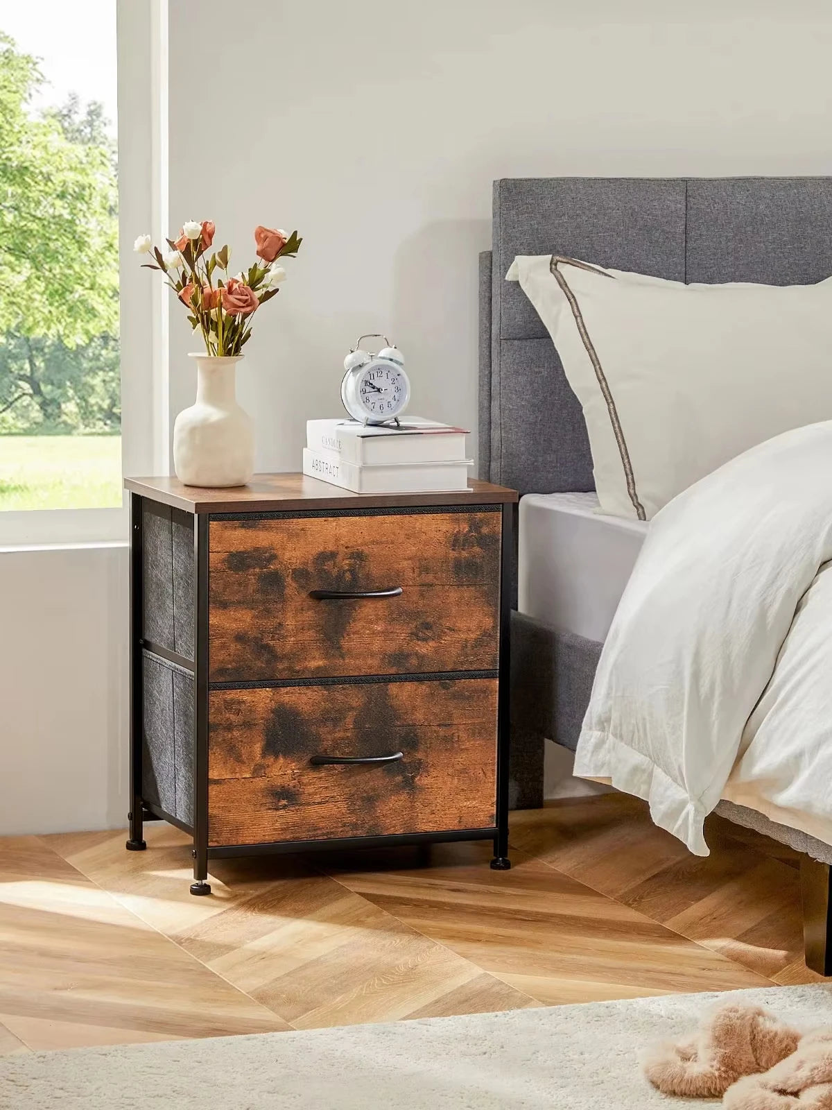 JHK Two-Drawer Bedside Table