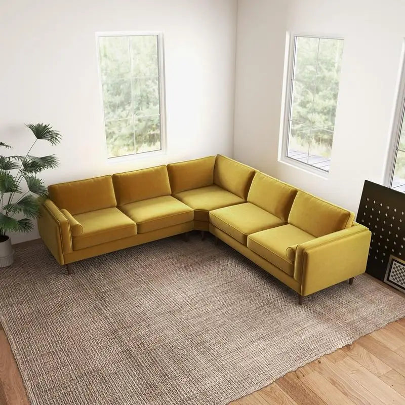 Amber Yellow Velvet Corner Sectional product view 6