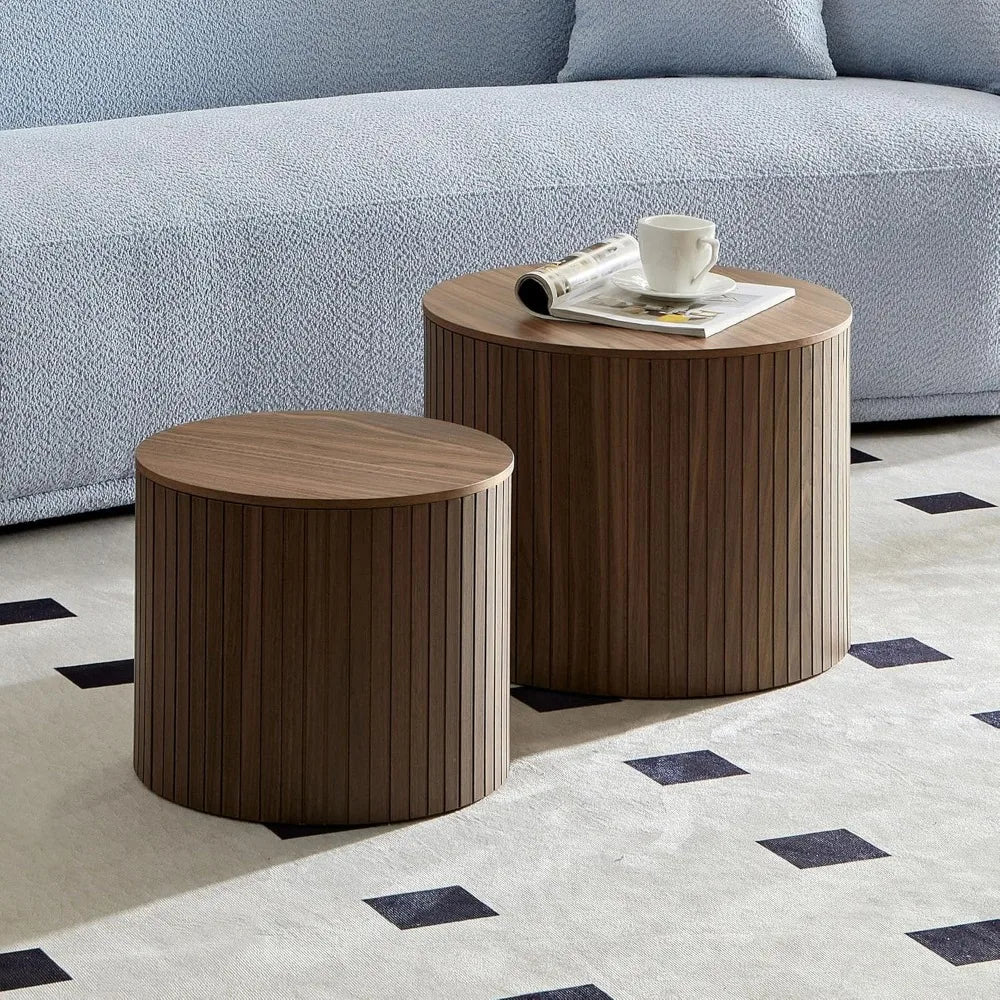 Walnut Round Nesting Coffee Tables product view 3