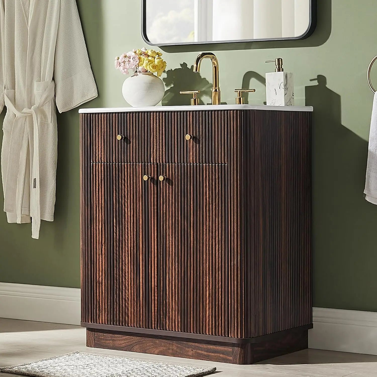Modern Fluted Single Vanity with Sink product view 7
