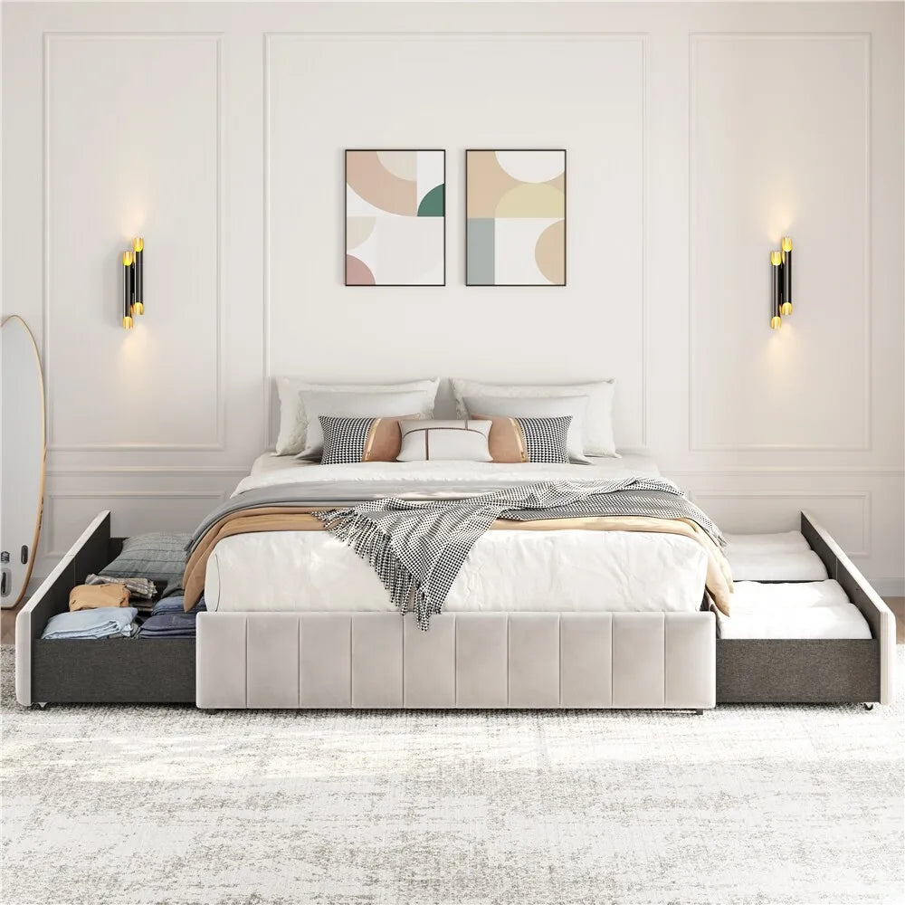 Platform Bed with Four Storage Drawers product view 3