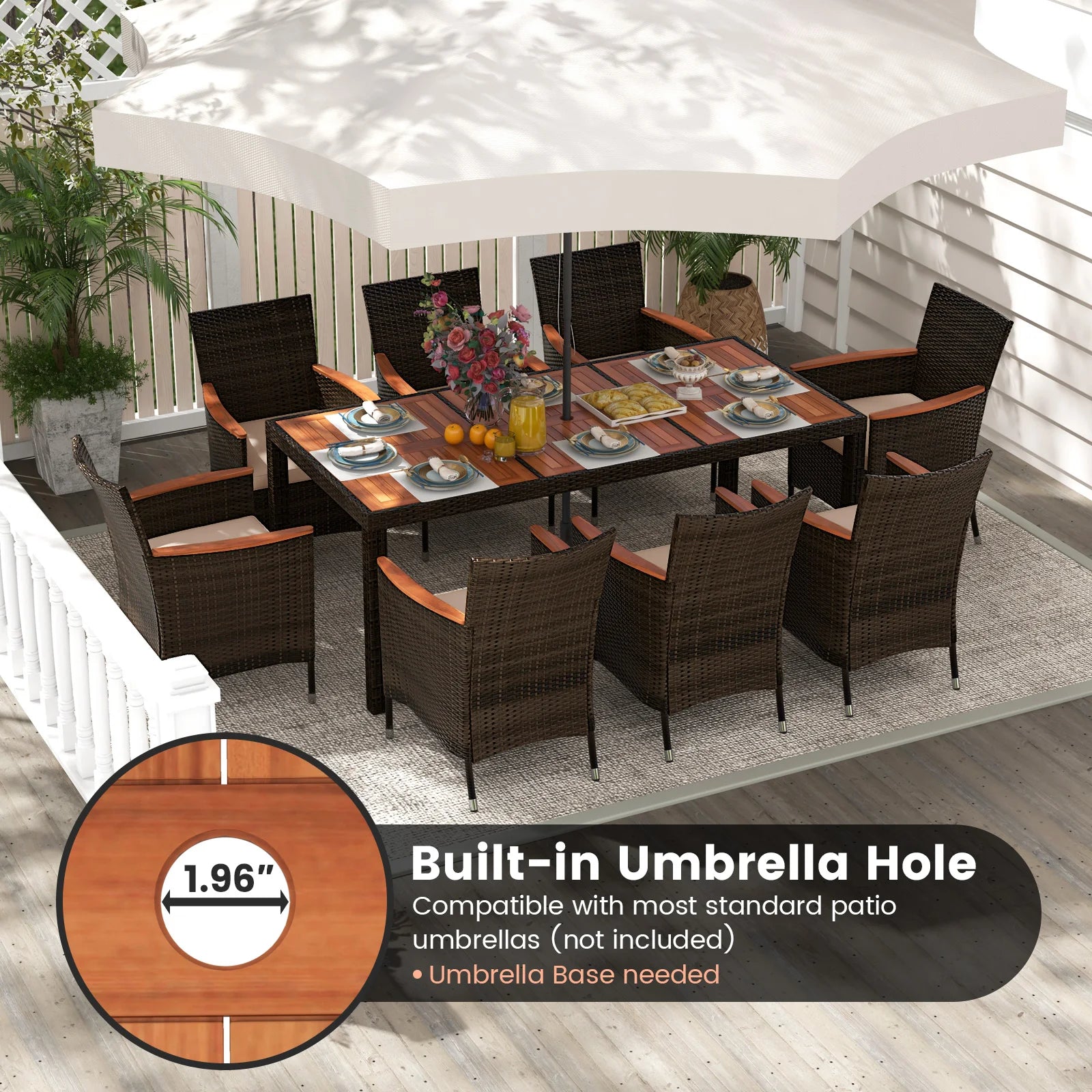 Wicker Patio Dining Set — 9 Pieces product view 5