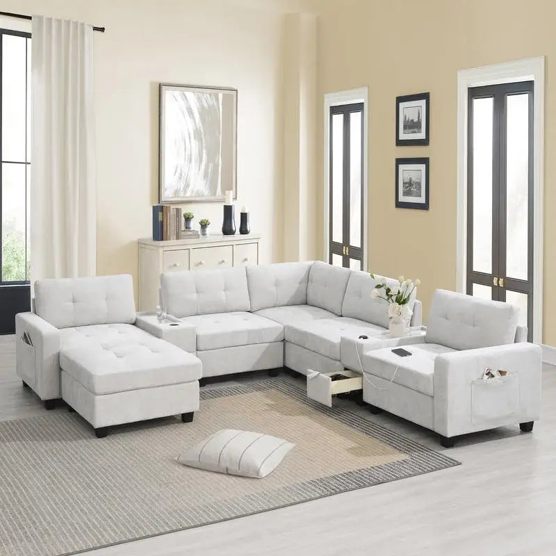 Sectional Sofa with Acrylic Tabletop product view 3
