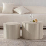 Modern Round Fluted Coffee Table Set product view 5