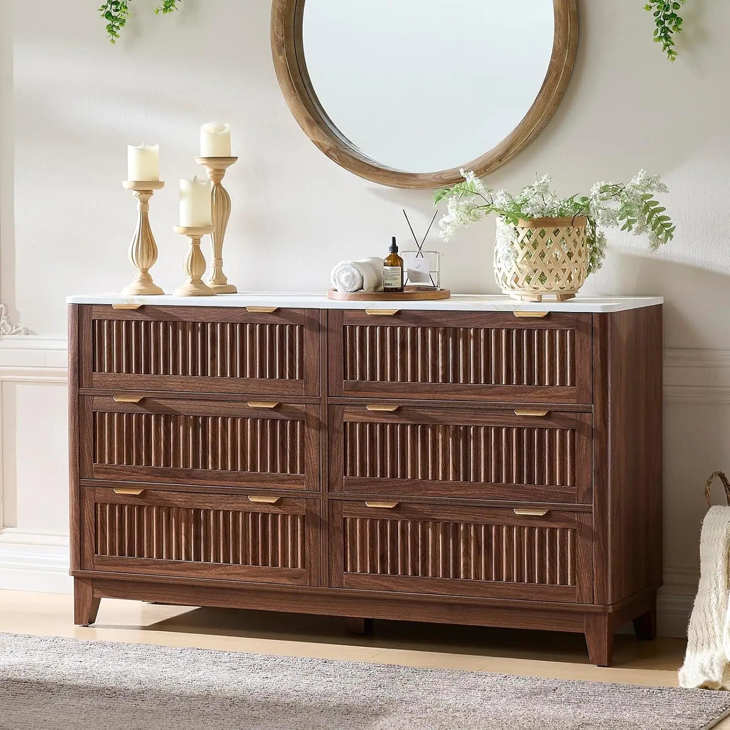 Fluted Six-Drawer Dresser product view 1