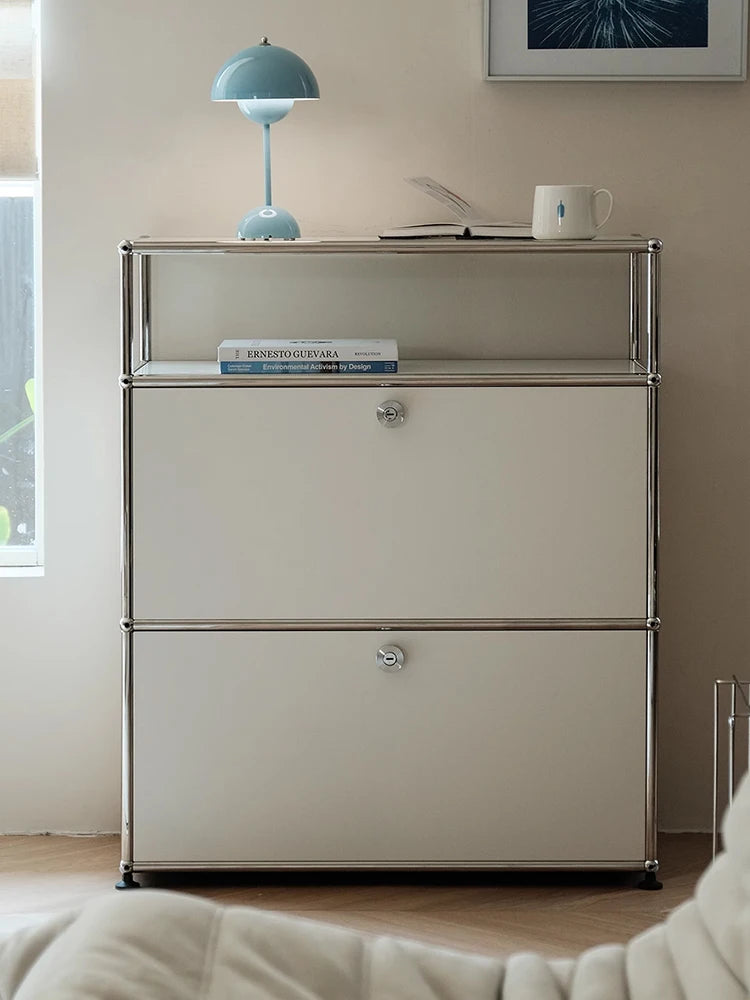 Corner TV Stand with Metal Storage Cabinets product view 4