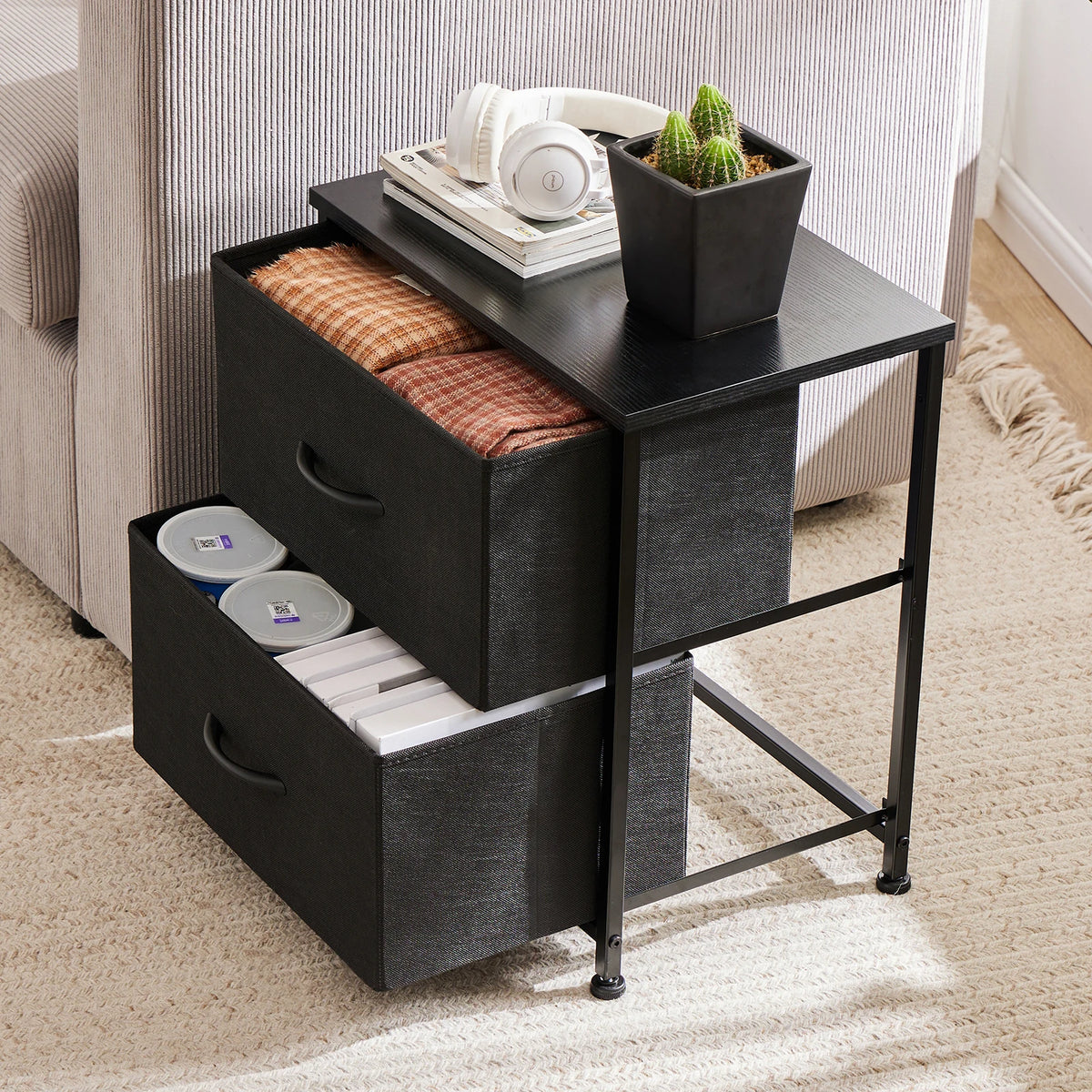 JHK Two-Drawer Bedside Table