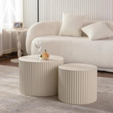 Modern Round Fluted Coffee Table Set product view 3