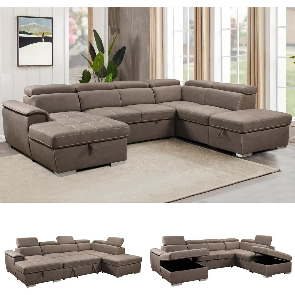 Oversized U-Shaped Sleeper Sectional with Pullout Bed product view 1