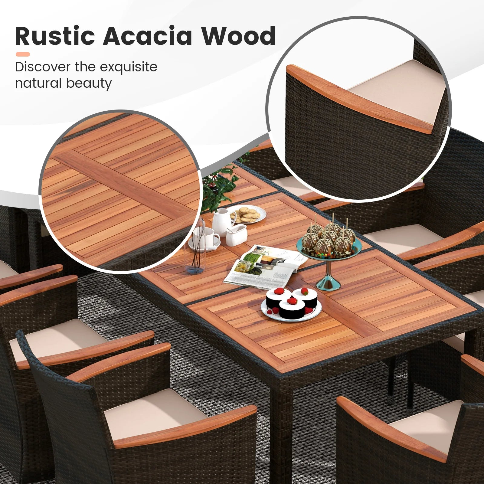 Wicker Patio Dining Set — 9 Pieces product view 6