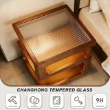 Solid Wood Nightstand with LED Light product view 3