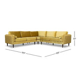 Amber Yellow Velvet Corner Sectional product view 2