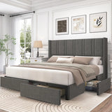 King Bed Frame with 4 Storage Drawers product view 7
