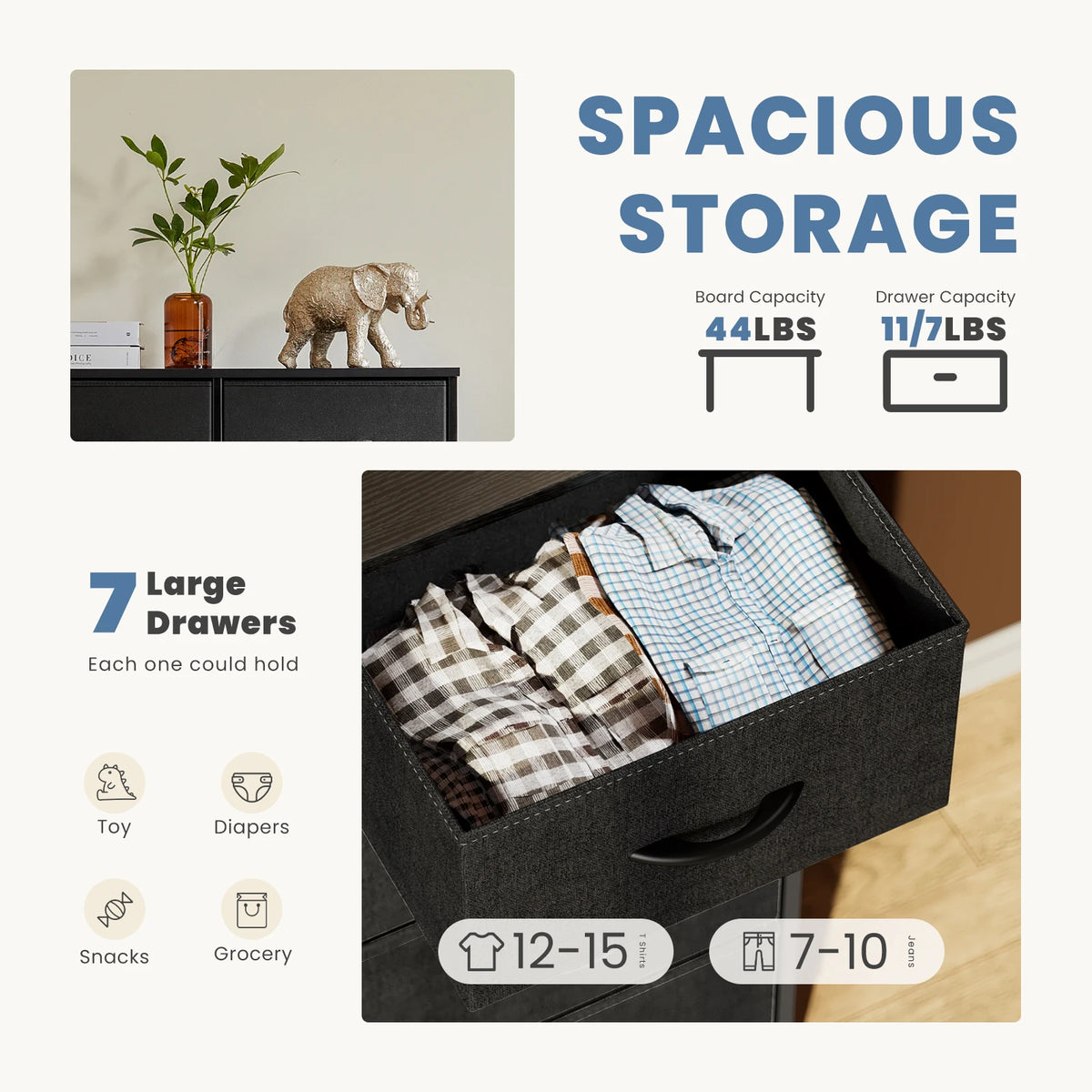 JHK Seven-Drawer Storage Dresser