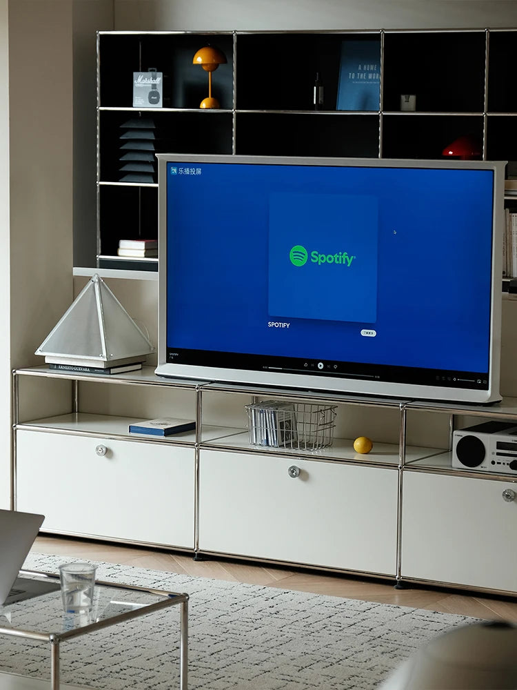 Corner TV Stand with Metal Storage Cabinets product view 2