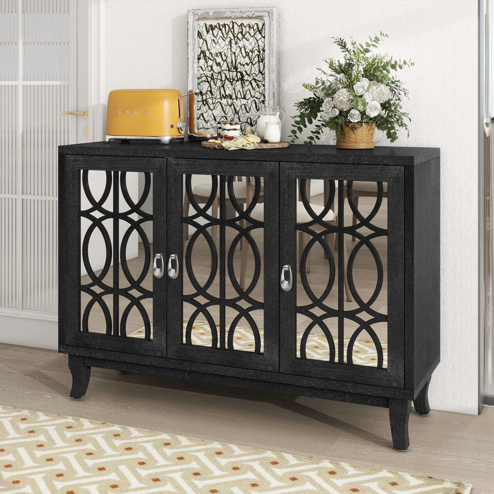 Mirrored 3-Door Buffet Sideboard product view 1