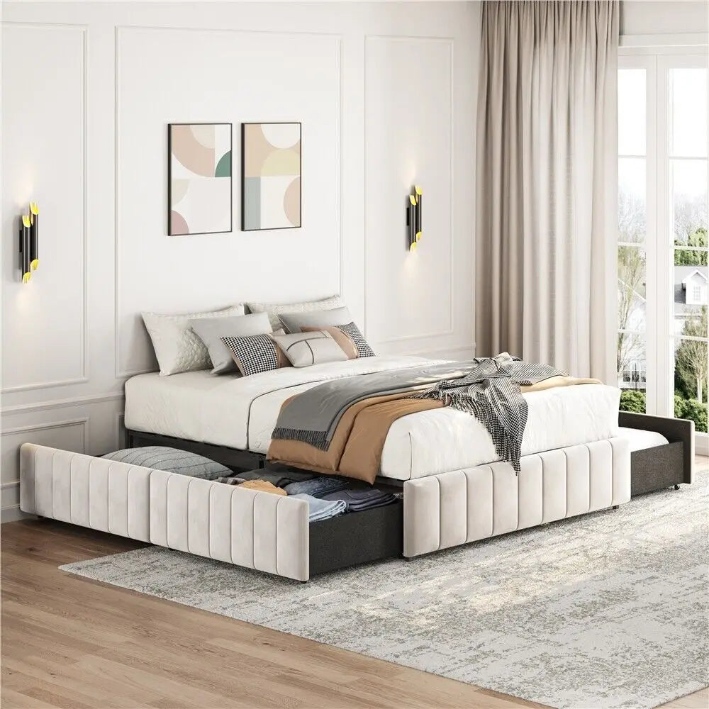 Platform Bed with Four Storage Drawers product view 2
