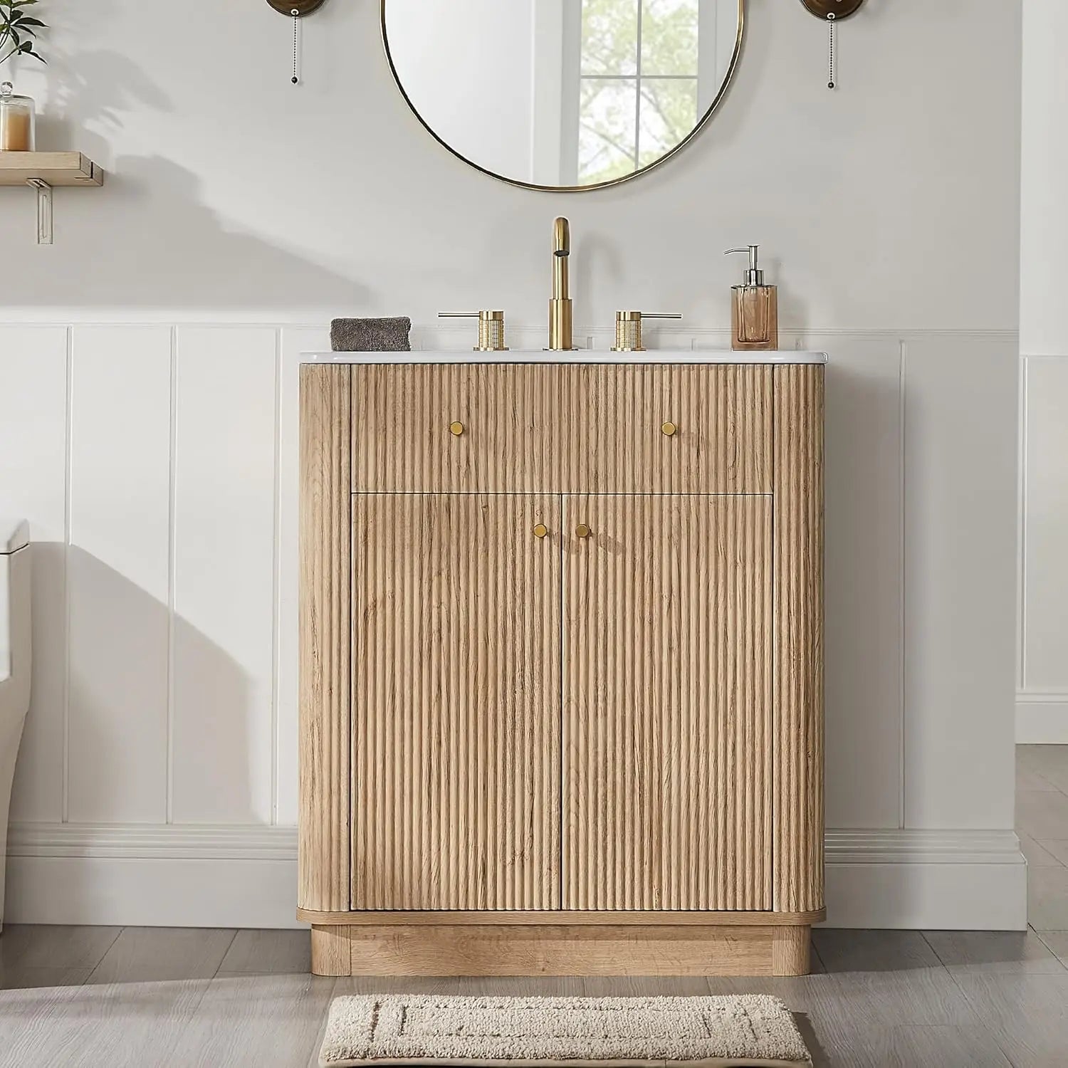 Modern Fluted Single Vanity with Sink product view 3