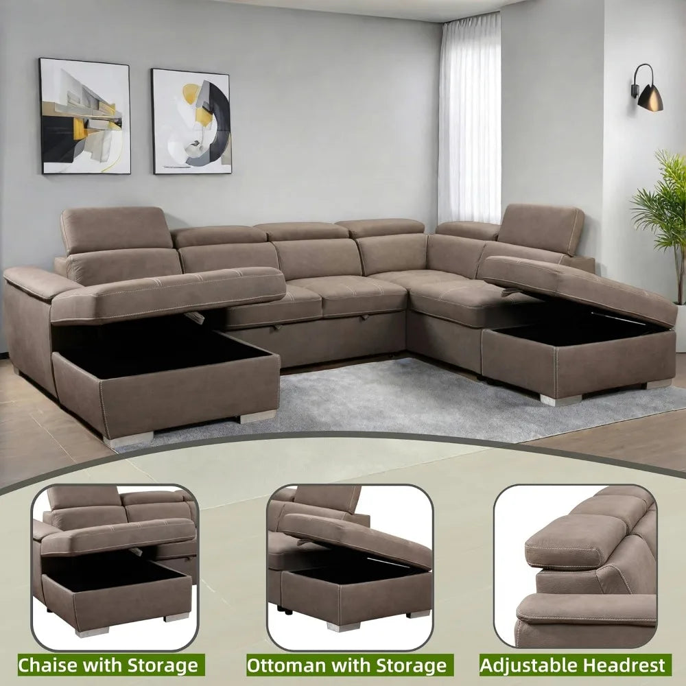Oversized U-Shaped Sleeper Sectional with Pullout Bed product view 4