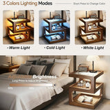 Solid Wood Nightstand with LED Light product view 4