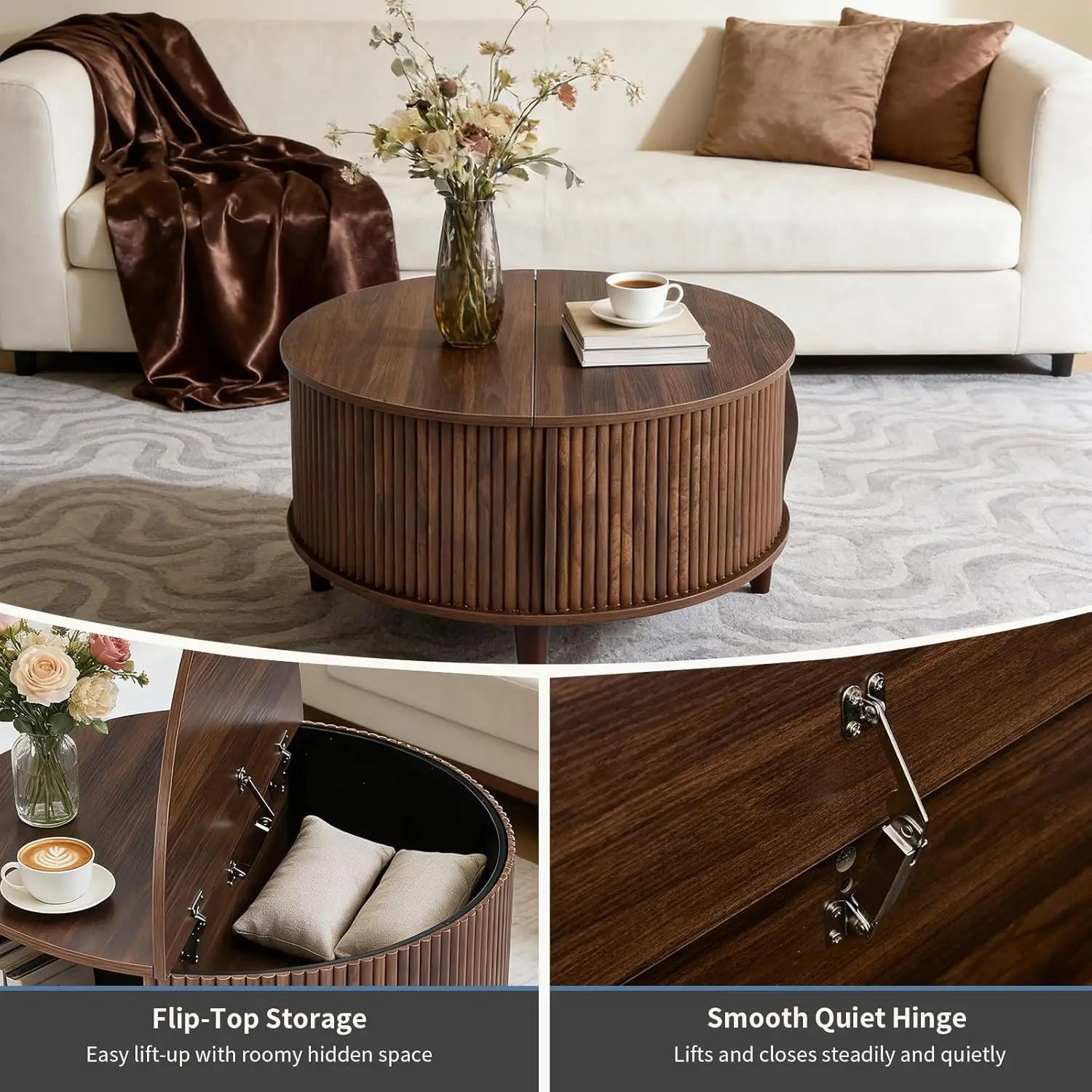 Round Coffee Table with Storage product view 4