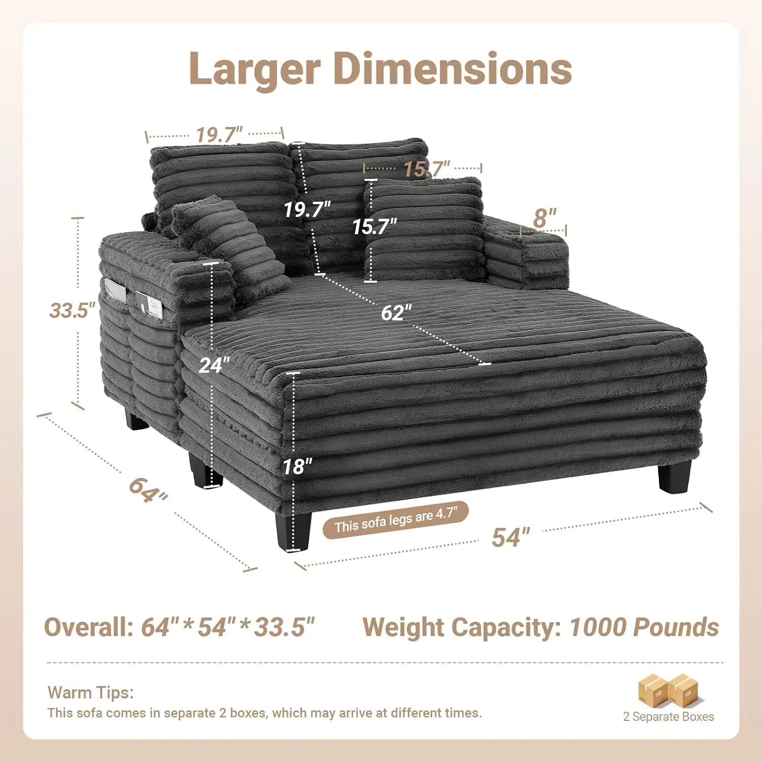 Chaise Lounge Sleeper Sofa product view 2