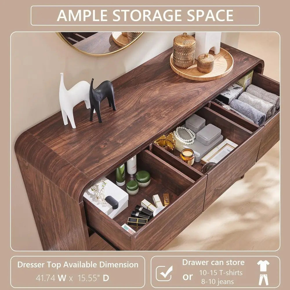 Mid-Century Wood Seven-Drawer Dresser product view 3