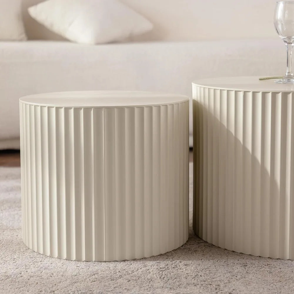 Modern Round Fluted Coffee Table Set product view 6