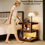 Solid Wood Nightstand with LED Light product view 5