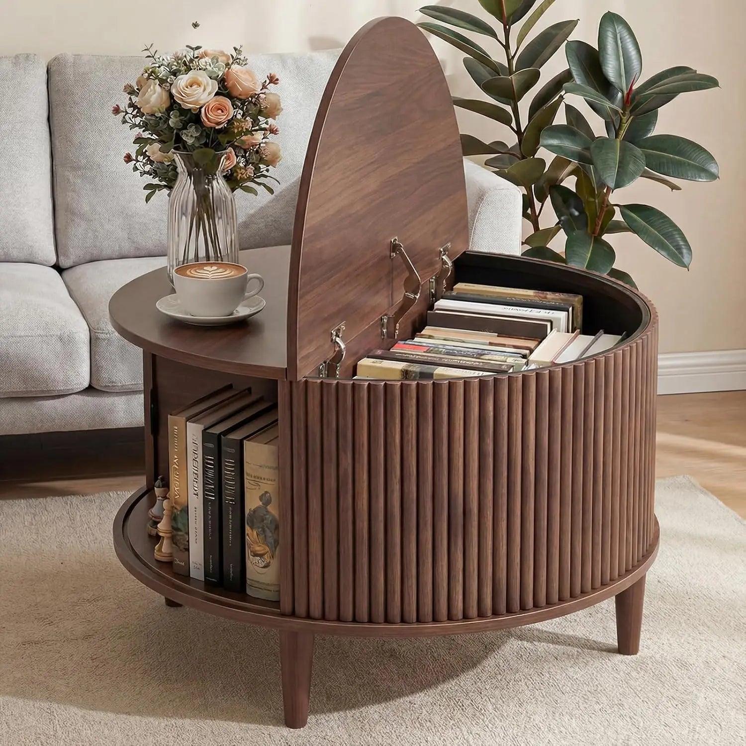 Round Coffee Table with Storage product view 1