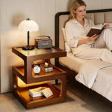 Solid Wood Nightstand with LED Light product view 6