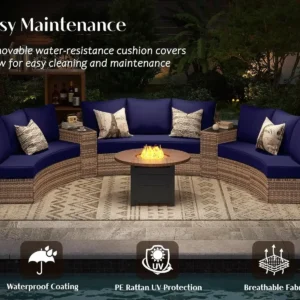 11 Piece Half-Moon Sectional Sofa