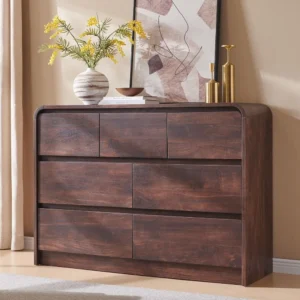 Mid-Century 7-Drawer Wood Dresser