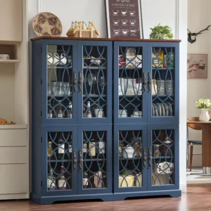 Vintage Wood Pantry Cabinet Set