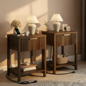 Nightstand Set of Two Charging Station