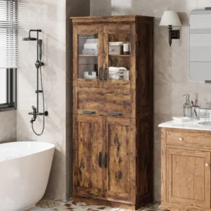 Tall Bathroom Cabinet with 4 Doors